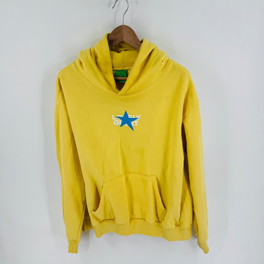 Lonely Ghost Yellow Star Graphic Hoodie Sweatshirt Blue Star Size L Streetwear‎